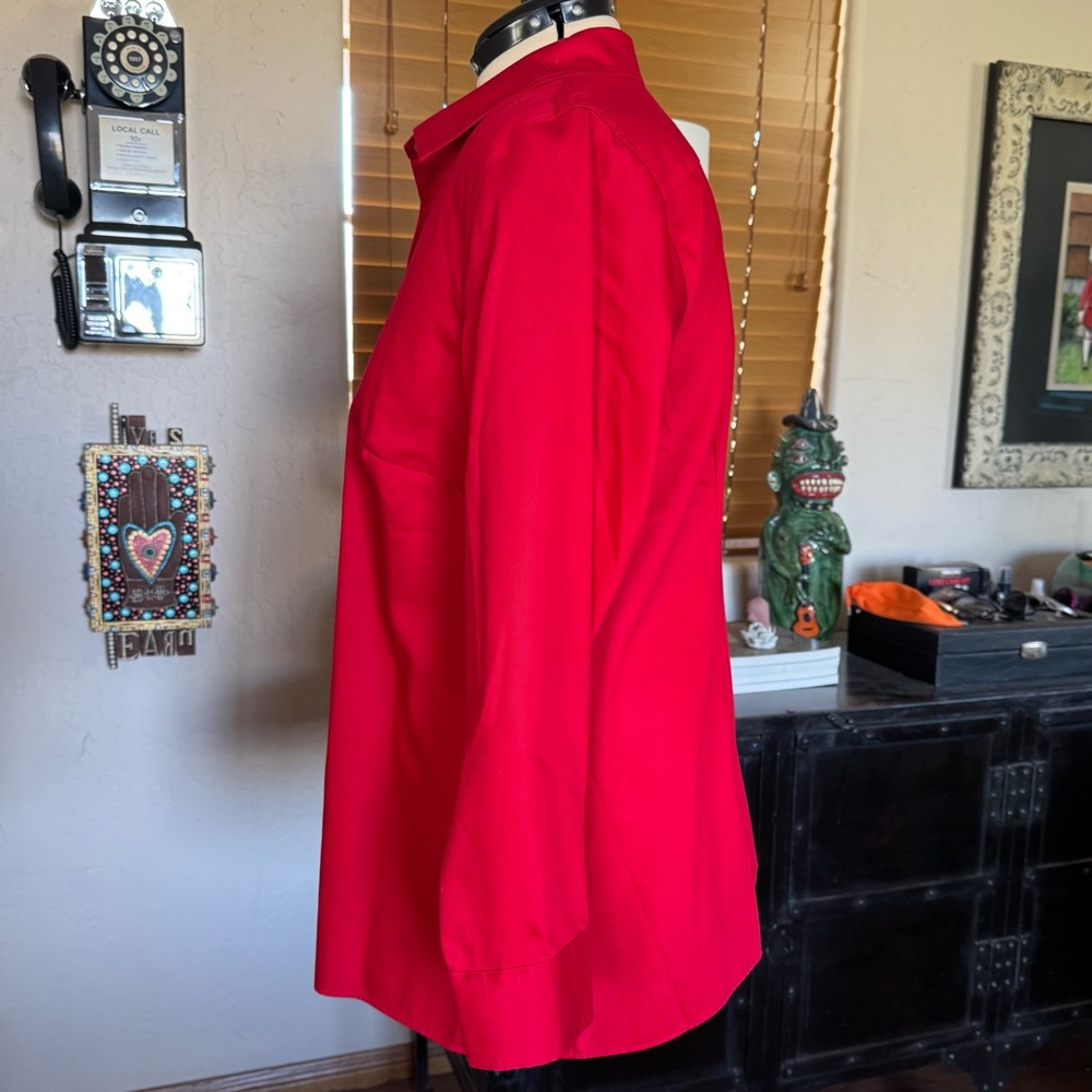 NWOT Lands’ End red 100% cotton button front shirt 2X - Picture 7 of 11